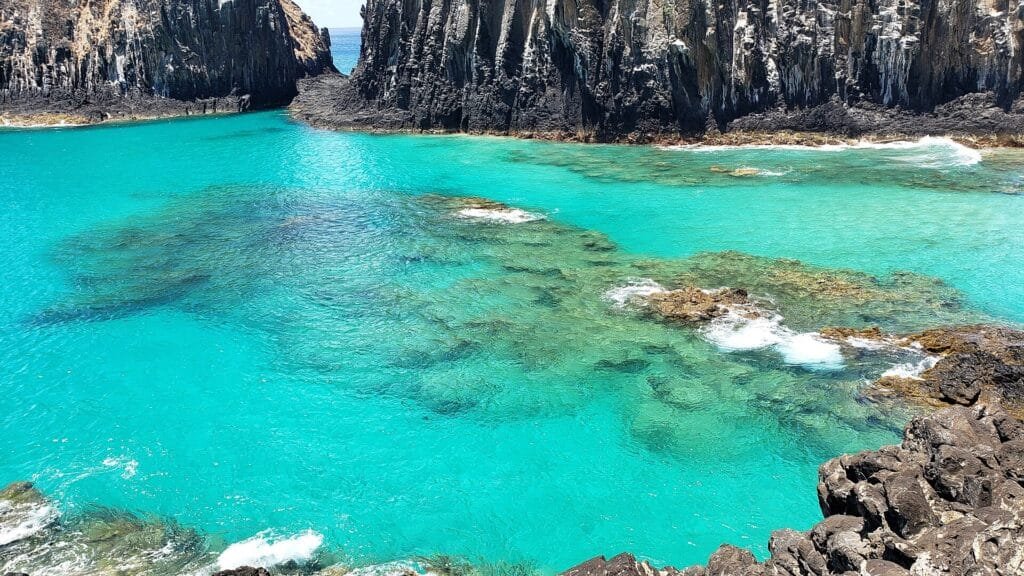 A Baía dos Porcos possui piscinas naturais, pedras e vista para o Morro Dois Irmãos. O acesso normalmente é feito a partir da Cacimba do Padre.
